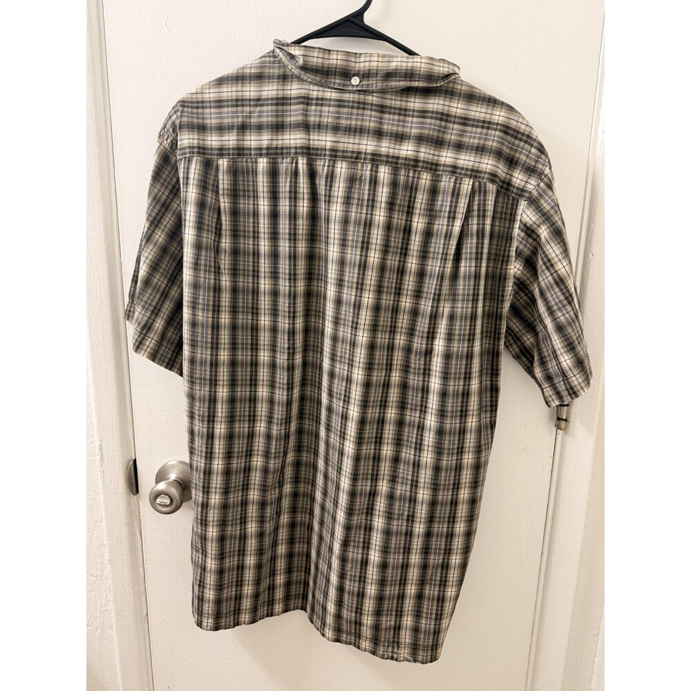 Ralph Lauren Sport Men's L Plaid Button-Down Shirt Gray Beige Cotton - Picture 5 of 5